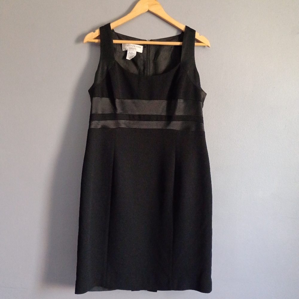 JONES NEW YORK Satin Accent Sleeveless Career Dress LBD Size 14